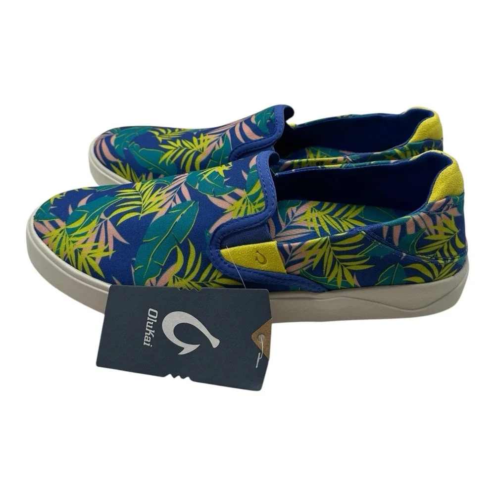 Olukai Lae'Ahi Pa'i Shoes Mens Sz 12 Sunset Blue Aloha Slip On Sneakers Tropical